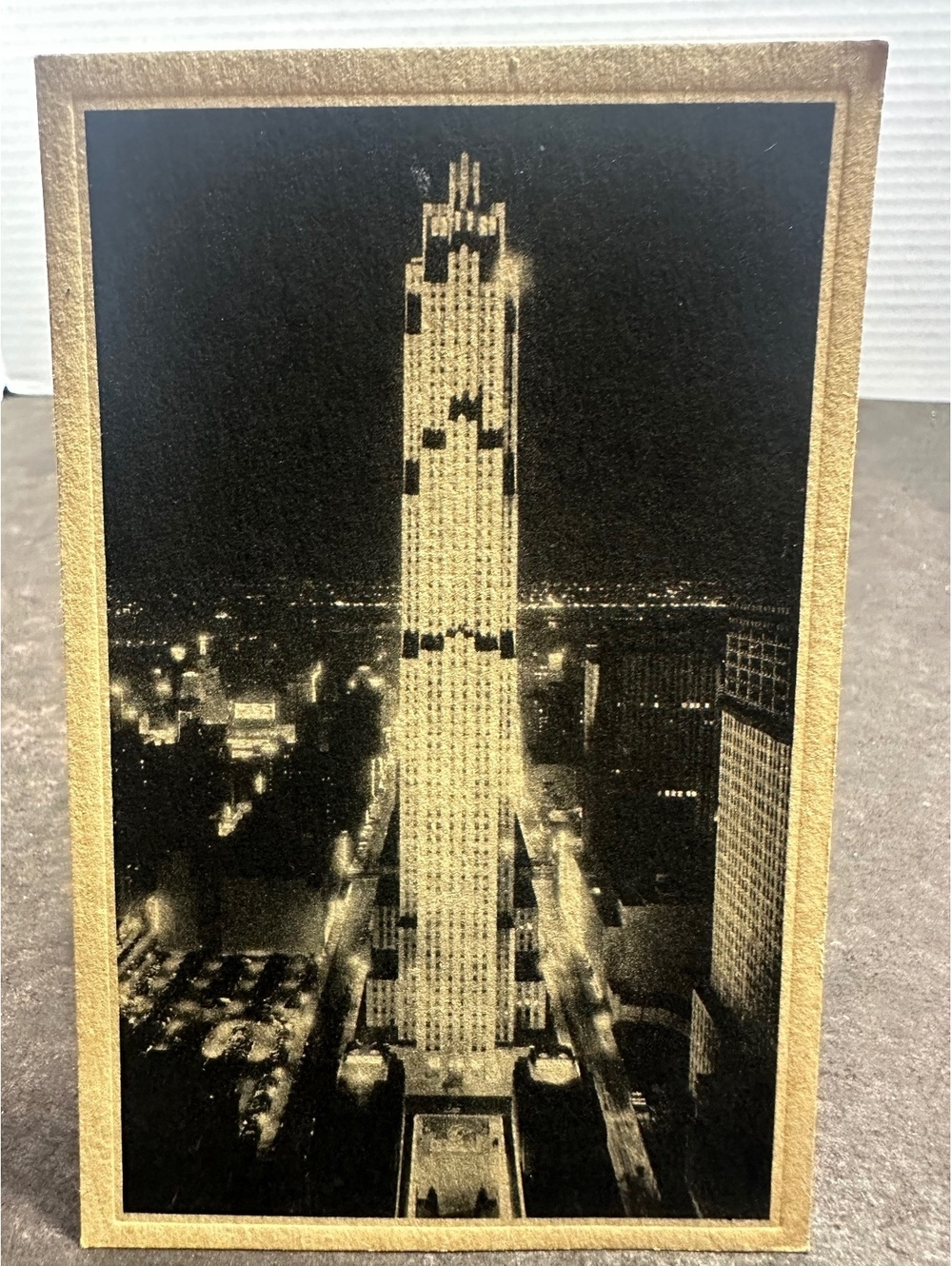 Vintage Rockefeller Center RCA Building New York Night Postcard 405B